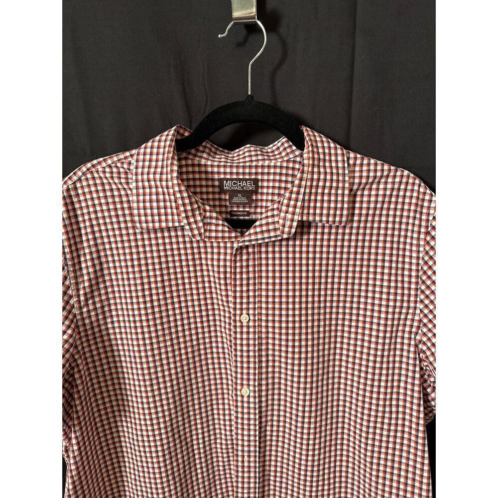 Men’s XL Michael Kors Short Sleeve red checked button down - Picture 2 of 4